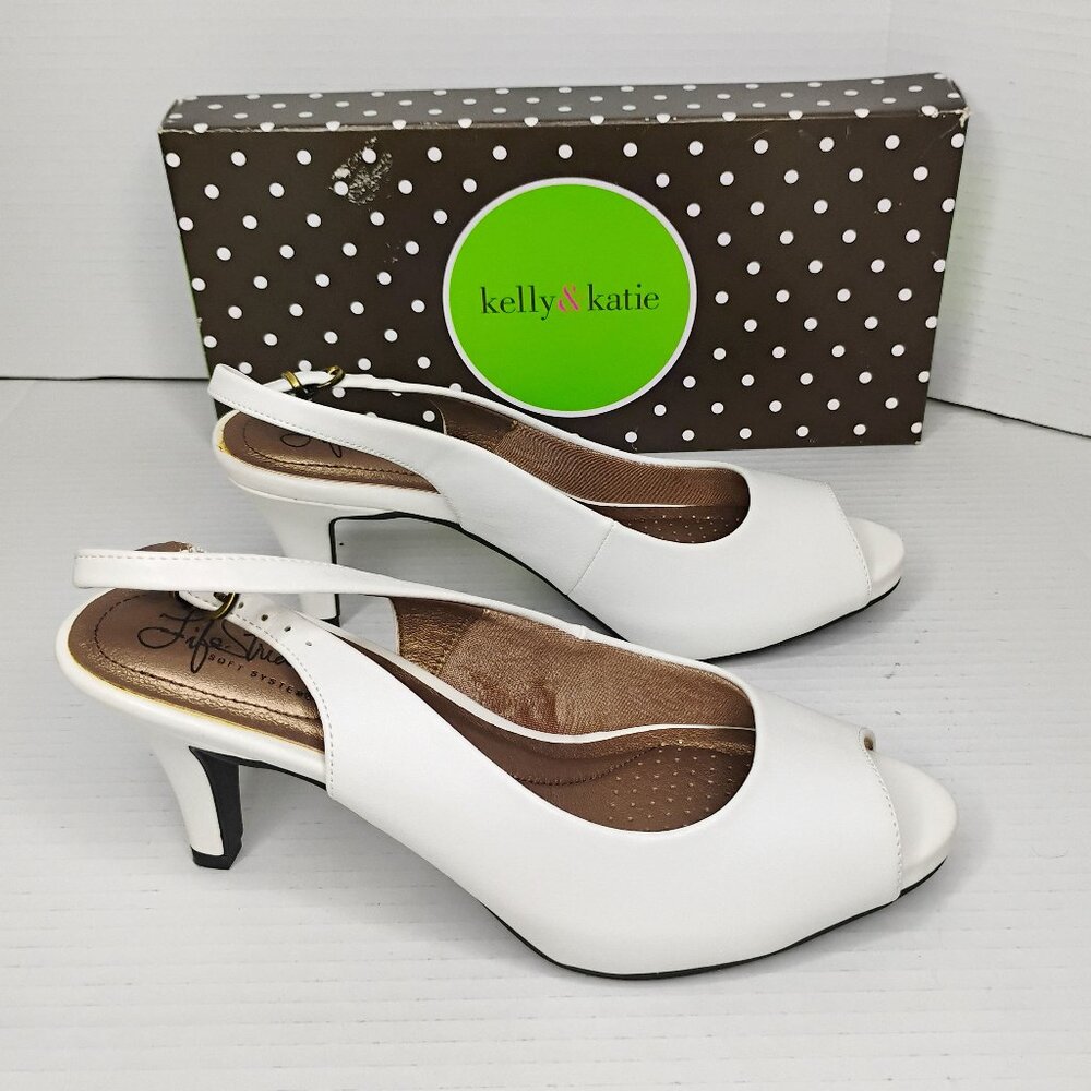 Life Stride White Slingback Teller Pumps – Size 7M – Gently Worn Once